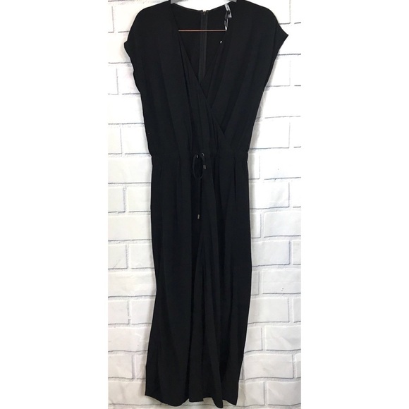 Eileen Fisher Black V-Neck Wide Legged Jumpsuit - Picture 1 of 8